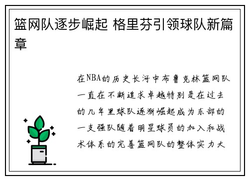 篮网队逐步崛起 格里芬引领球队新篇章