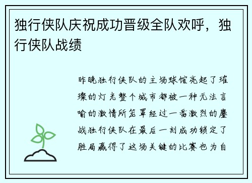 独行侠队庆祝成功晋级全队欢呼，独行侠队战绩